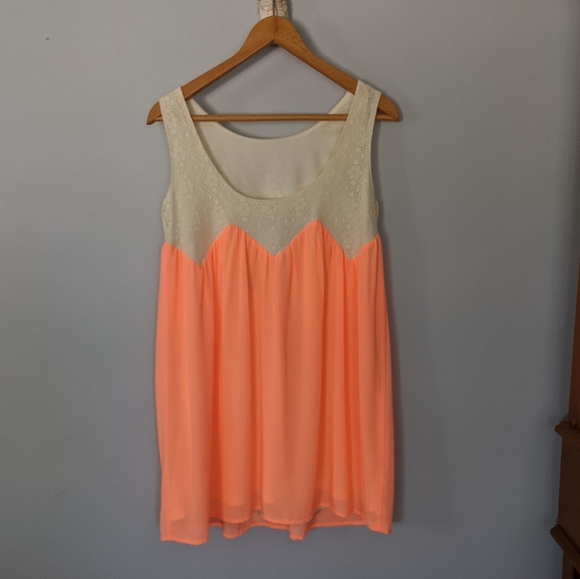 NWT Kori Sleeveless Coral Mini Babydoll Dress - Picture 3 of 7
